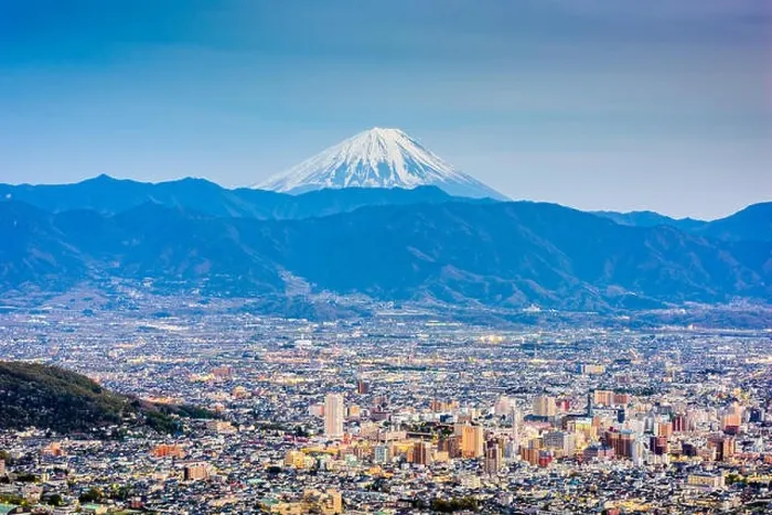Framed Print : Kofu, Japan skyline with Mt. Fuji Framed Print : Kofu, Japan skyline with Mt. Fuji