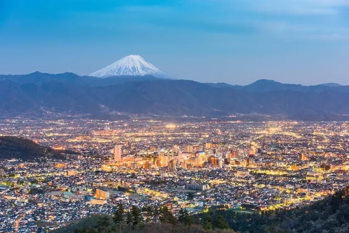 Framed Print : Kofu, Japan skyline with Mt. Fuji Framed Print : Kofu, Japan skyline with Mt. Fuji