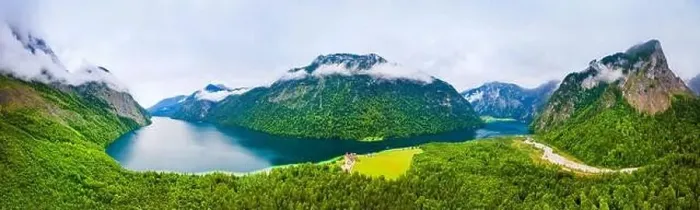 Framed Print : The Konigssee aerial panoramic view Framed Print : The Konigssee aerial panoramic view
