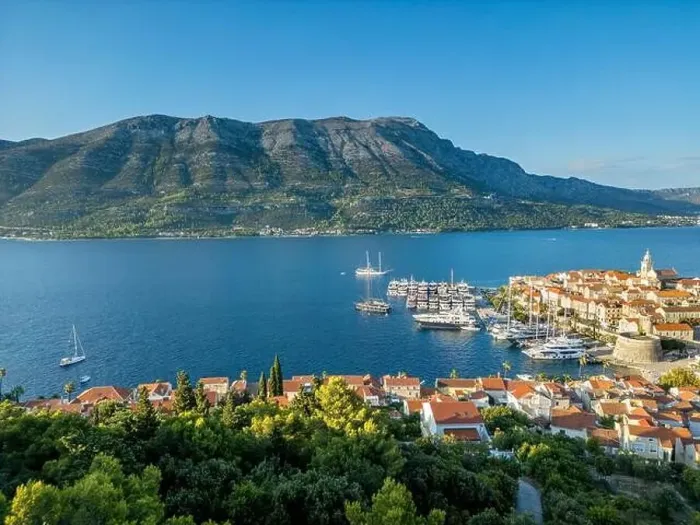 Framed Print : Korcula Island, Croatia - August 5, 2024: Aerial view of Korcula city in the island of Korcula, Croatia Framed Print : Korcula Island, Croatia - August 5, 2024: Aerial view of Korcula city in the island of Korcula, Croatia