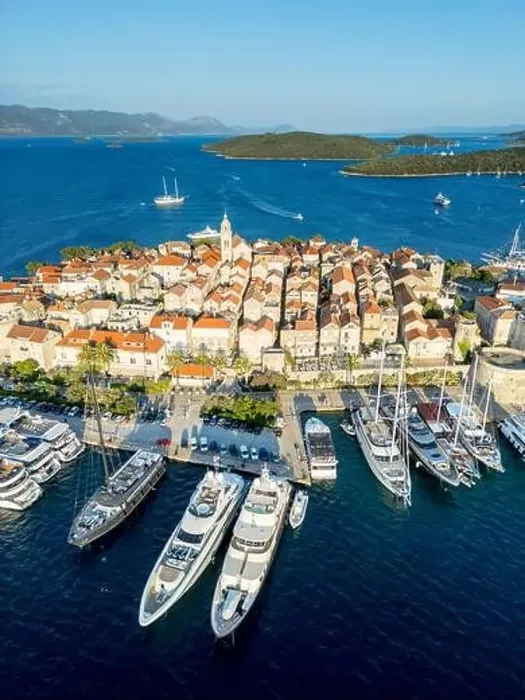 Framed Print : Korcula Island, Croatia - August 5, 2024: Aerial view of Korcula city in the island of Korcula, Croatia Framed Print : Korcula Island, Croatia - August 5, 2024: Aerial view of Korcula city in the island of Korcula, Croatia