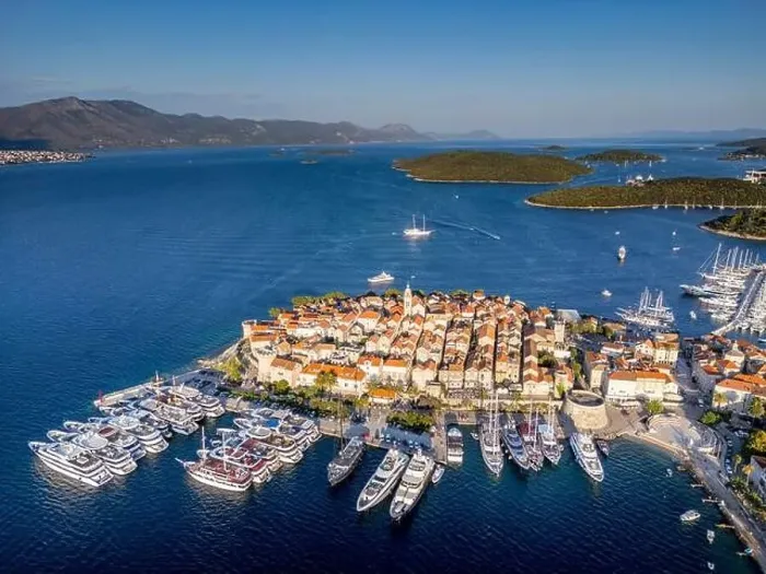 Framed Print : Korcula Island, Croatia - August 5, 2024: Aerial view of Korcula city in the island of Korcula, Croatia Framed Print : Korcula Island, Croatia - August 5, 2024: Aerial view of Korcula city in the island of Korcula, Croatia