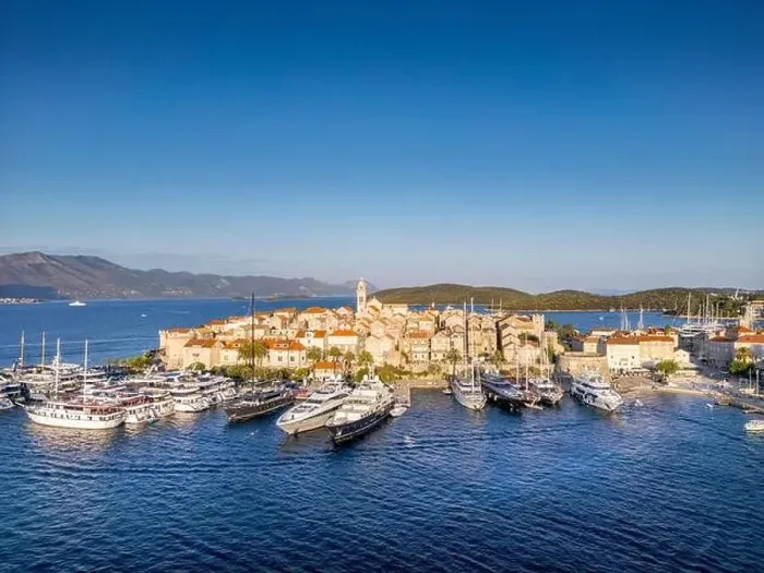 Framed Print : Korcula Island, Croatia - August 5, 2024: Aerial view of Korcula city in the island of Korcula, Croatia Framed Print : Korcula Island, Croatia - August 5, 2024: Aerial view of Korcula city in the island of Korcula, Croatia