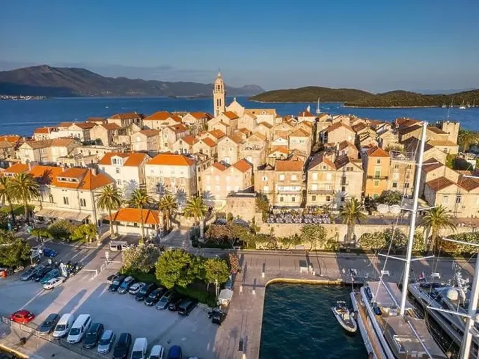 Framed Print : Korcula Island, Croatia - August 5, 2024: Aerial view of Korcula city in the island of Korcula, Croatia Framed Print : Korcula Island, Croatia - August 5, 2024: Aerial view of Korcula city in the island of Korcula, Croatia
