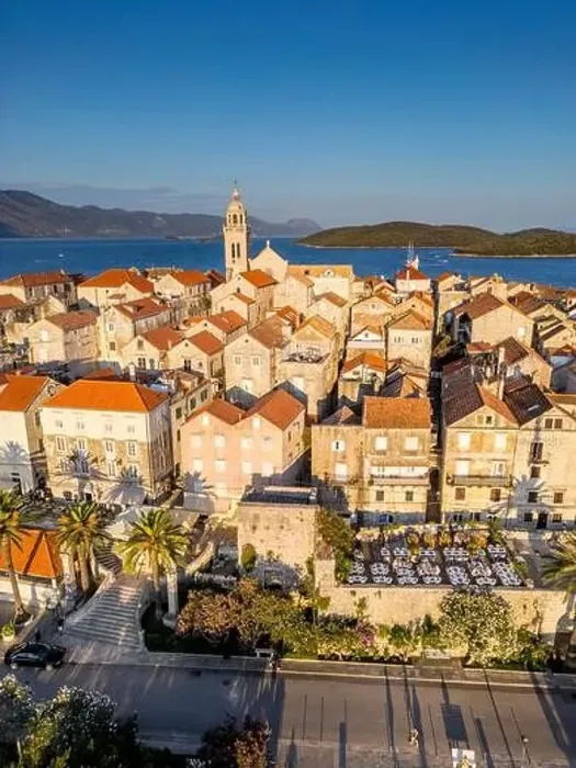 Framed Print : Korcula Island, Croatia - August 5, 2024: Aerial view of Korcula city in the island of Korcula, Croatia Framed Print : Korcula Island, Croatia - August 5, 2024: Aerial view of Korcula city in the island of Korcula, Croatia