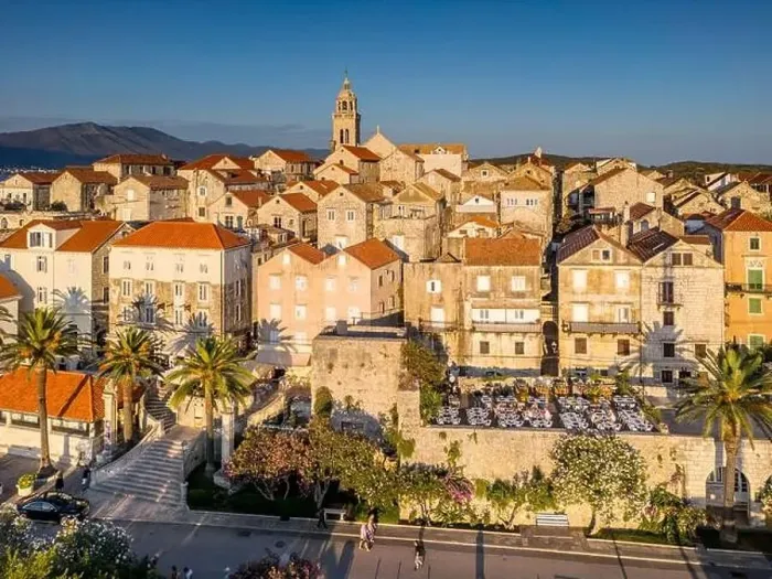 Framed Print : Korcula Island, Croatia - August 5, 2024: Aerial view of Korcula city in the island of Korcula, Croatia Framed Print : Korcula Island, Croatia - August 5, 2024: Aerial view of Korcula city in the island of Korcula, Croatia