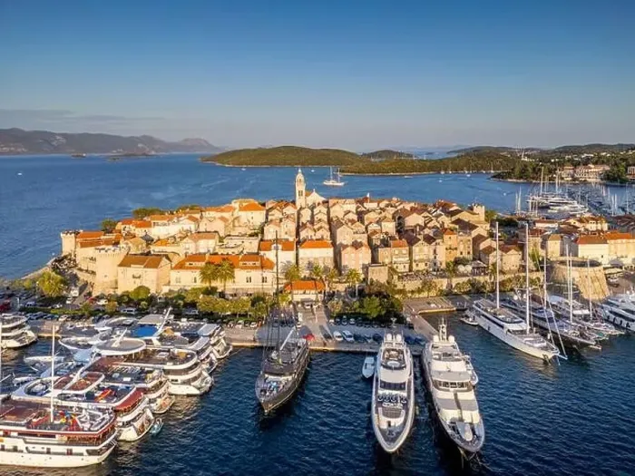 Framed Print : Korcula Island, Croatia - August 5, 2024: Aerial view of Korcula city in the island of Korcula, Croatia Framed Print : Korcula Island, Croatia - August 5, 2024: Aerial view of Korcula city in the island of Korcula, Croatia