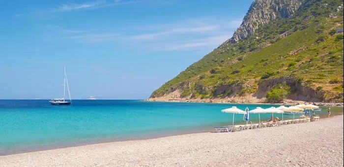 Framed Print : Kos - Dodecanese Islands, Greece, the beach in Kamari village Framed Print : Kos - Dodecanese Islands, Greece, the beach in Kamari village