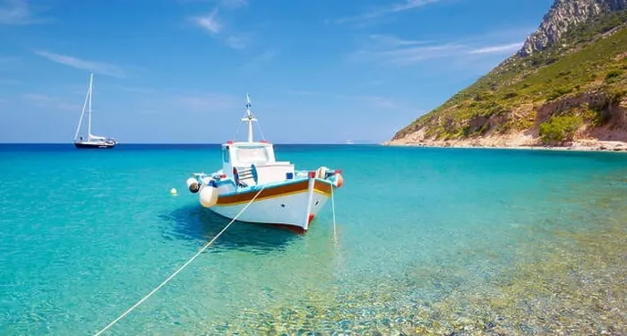 Framed Print : Kos - Dodecanese Islands, Greece, the fishing boat in Kamari village