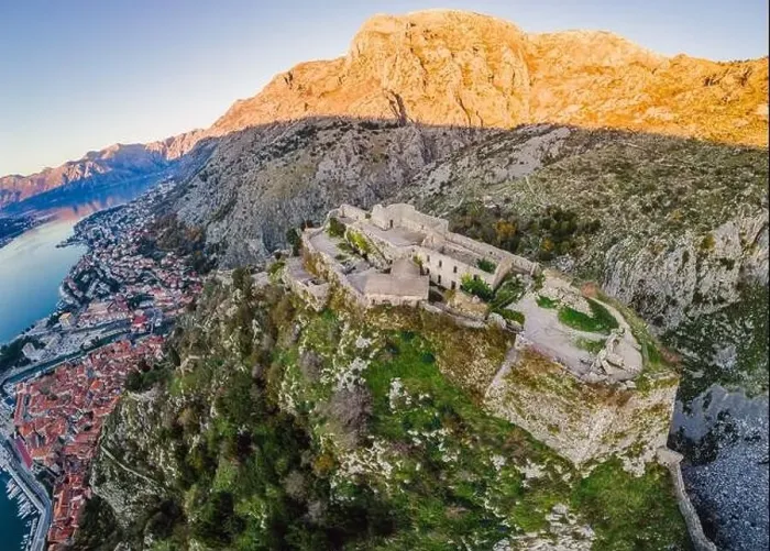 Framed Print : Kotor Old Town Ladder of Kotor Fortress Hiking Trail. Aerial drone view Framed Print : Kotor Old Town Ladder of Kotor Fortress Hiking Trail. Aerial drone view