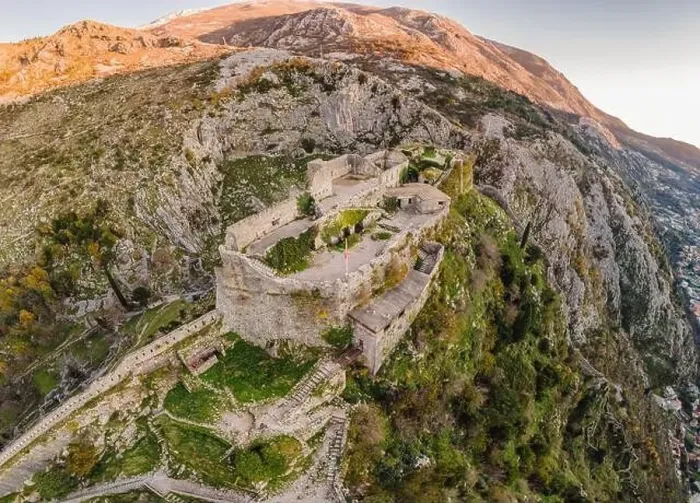 Framed Print : Kotor Old Town Ladder of Kotor Fortress Hiking Trail. Aerial drone view Framed Print : Kotor Old Town Ladder of Kotor Fortress Hiking Trail. Aerial drone view