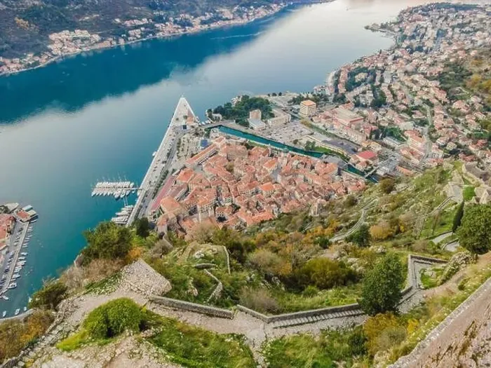 Framed Print : Kotor Old Town Ladder of Kotor Fortress Hiking Trail. Aerial drone view Framed Print : Kotor Old Town Ladder of Kotor Fortress Hiking Trail. Aerial drone view