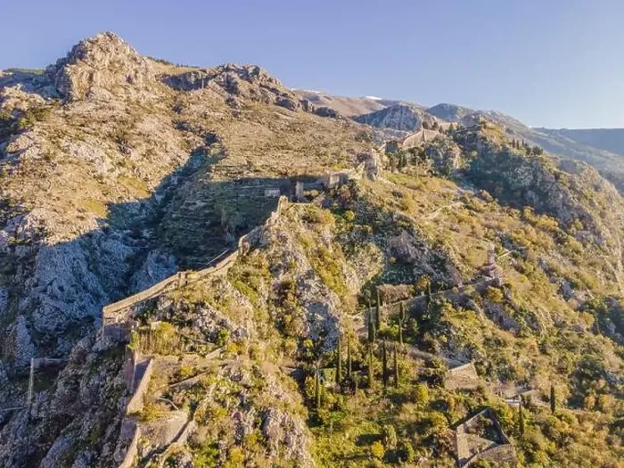 Framed Print : Kotor Old Town Ladder of Kotor Fortress Hiking Trail. Aerial drone view Framed Print : Kotor Old Town Ladder of Kotor Fortress Hiking Trail. Aerial drone view