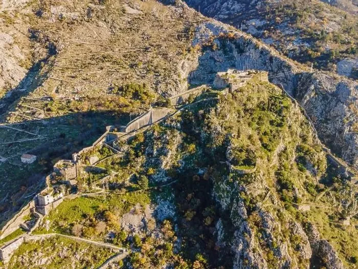 Framed Print : Kotor Old Town Ladder of Kotor Fortress Hiking Trail. Aerial drone view Framed Print : Kotor Old Town Ladder of Kotor Fortress Hiking Trail. Aerial drone view