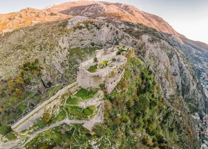 Framed Print : Kotor Old Town Ladder of Kotor Fortress Hiking Trail. Aerial drone view Framed Print : Kotor Old Town Ladder of Kotor Fortress Hiking Trail. Aerial drone view