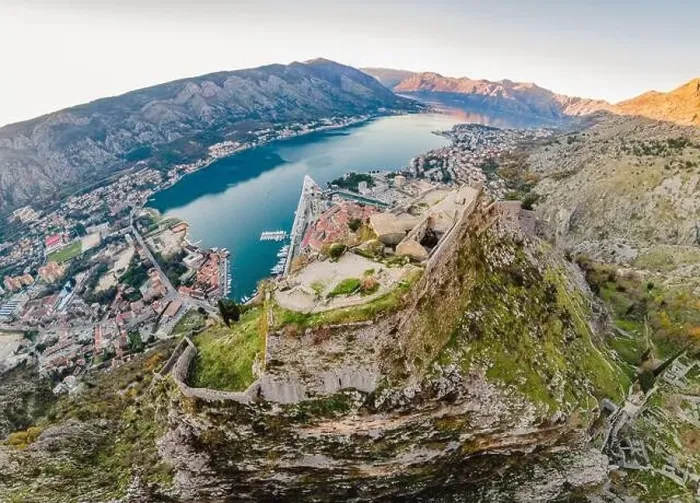 Framed Print : Kotor Old Town Ladder of Kotor Fortress Hiking Trail. Aerial drone view Framed Print : Kotor Old Town Ladder of Kotor Fortress Hiking Trail. Aerial drone view