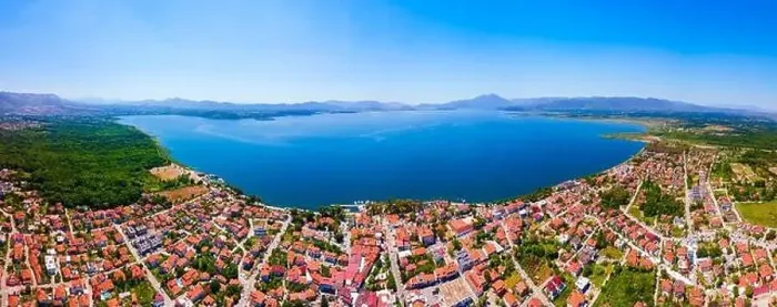 Framed Print : Koycegiz town and Koycegiz lake aerial panoramic view in Mugla Province in Turkey Framed Print : Koycegiz town and Koycegiz lake aerial panoramic view in Mugla Province in Turkey