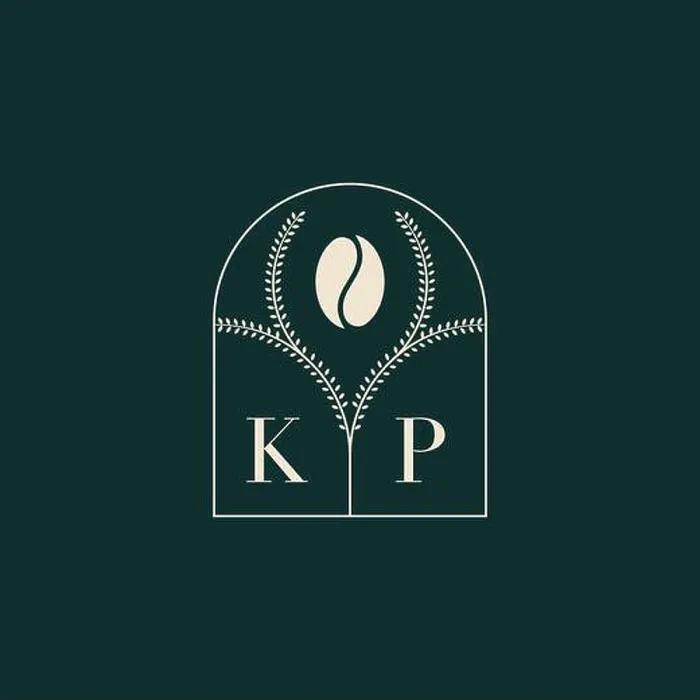 Framed Print : KP Unique and simple logo design combination of letters and coffee bean