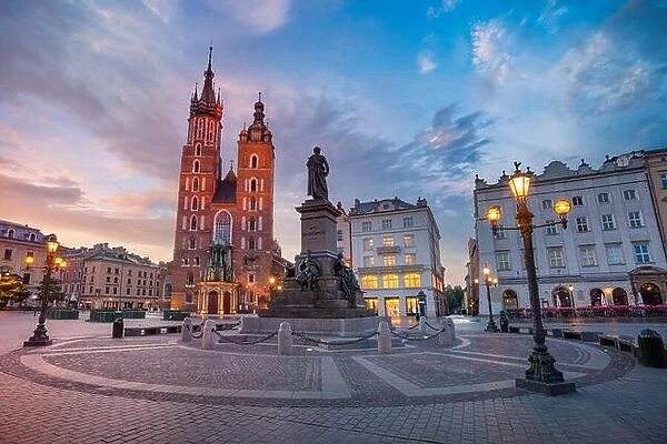Krakow. Image of Market square Krakow, Poland during sunrise