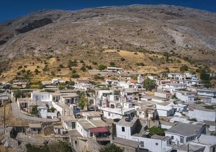 Framed Print : Kria Vrisi on Crete, traditional village aerial view. Crete village aerial view Framed Print : Kria Vrisi on Crete, traditional village aerial view. Crete village aerial view