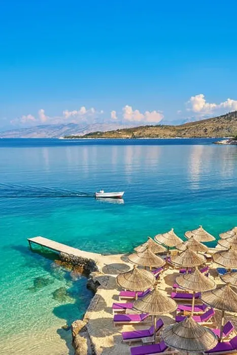 Framed Print : Ksamil Beach, Albanian Riviera, Albania Framed Print : Ksamil Beach, Albanian Riviera, Albania