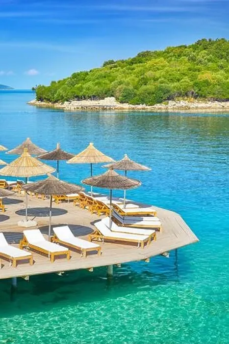 Framed Print : Ksamil Beach, Albanian Riviera, Albania Framed Print : Ksamil Beach, Albanian Riviera, Albania