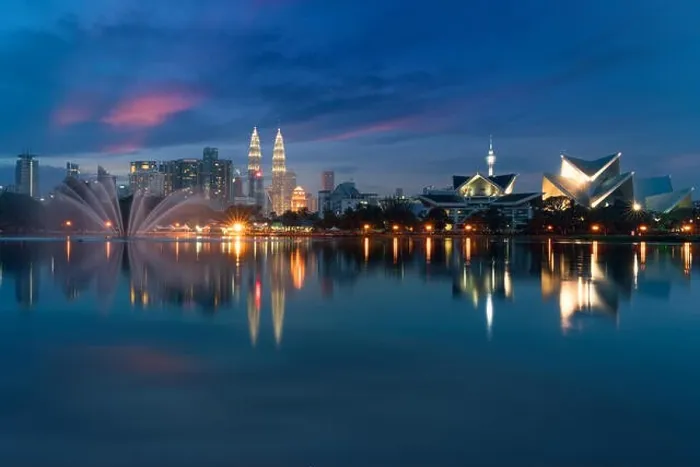 Framed Print : Kuala Lumpur Cityscape. image of Kuala Lumpur, Malaysia during sunset at Titiwangsa park with fountain Framed Print : Kuala Lumpur Cityscape. image of Kuala Lumpur, Malaysia during sunset at Titiwangsa park with fountain