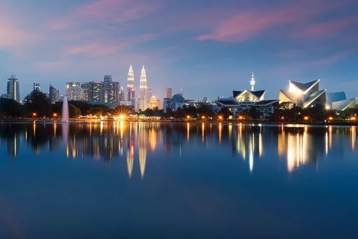 Framed Print : Kuala Lumpur Cityscape. image of Kuala Lumpur, Malaysia during sunset at Titiwangsa park with fountain Framed Print : Kuala Lumpur Cityscape. image of Kuala Lumpur, Malaysia during sunset at Titiwangsa park with fountain