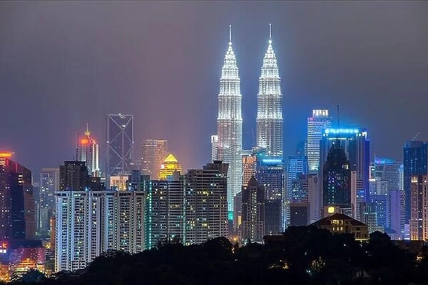 Kuala Lumpur skyline in night, Kuala Lumpur, Malaysia