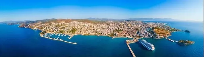 Framed Print : Kusadasi city aerial panoramic view. Kusadasi is located in Aydin Province, Turkey Framed Print : Kusadasi city aerial panoramic view. Kusadasi is located in Aydin Province, Turkey