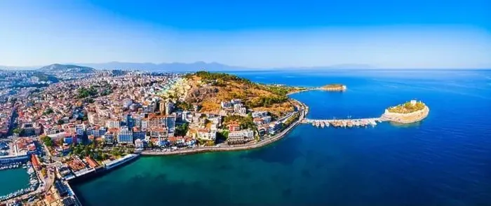 Framed Print : Kusadasi city aerial panoramic view. Kusadasi is located in Aydin Province, Turkey Framed Print : Kusadasi city aerial panoramic view. Kusadasi is located in Aydin Province, Turkey