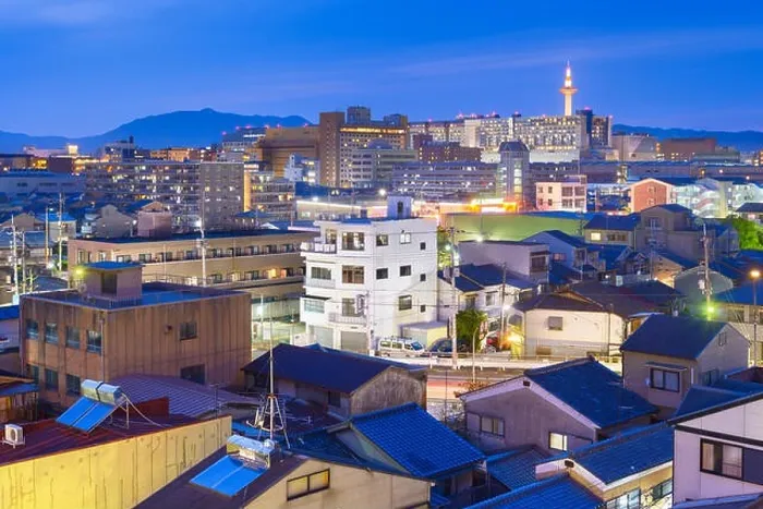 Framed Print : Kyoto, Japan city skyline from abvoe at dusk Framed Print : Kyoto, Japan city skyline from abvoe at dusk