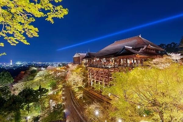 Kyoto, Japan at the Kiyomizudera Temple during spring season at night