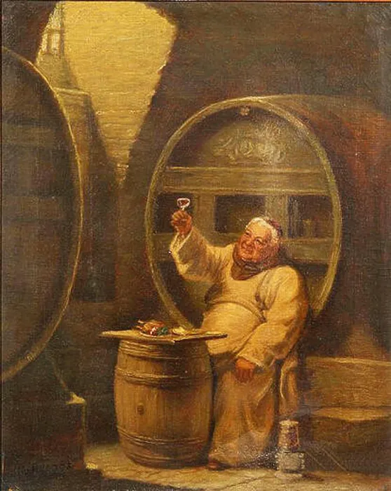 Framed Print : L.A. Biggs Monk drinking wine XIXe Framed Print : L.A. Biggs Monk drinking wine XIXe