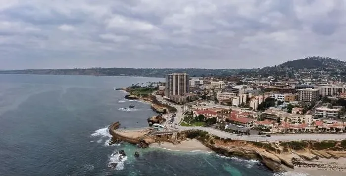 Framed Print : La Jolla California, aerial view of Southern California coast