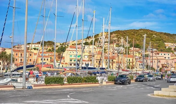 Framed Print : La Maddalena Island, view of the town and harbor, Sardinia, Italy Framed Print : La Maddalena Island, view of the town and harbor, Sardinia, Italy