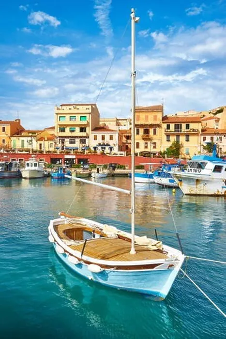 Framed Print : La Maddalena, view of the town and harbor, La Maddalena Island, Sardinia, Italy