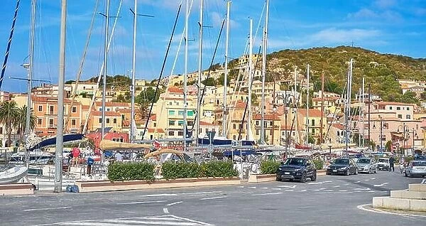 La Maddalena, view of the town and harbor, La Maddalena Island, La Maddalena Archipelago, Sardinia, Italy