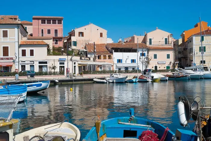Framed Print : La Maddalena village in La Maddalena island, Sardinia, Italy