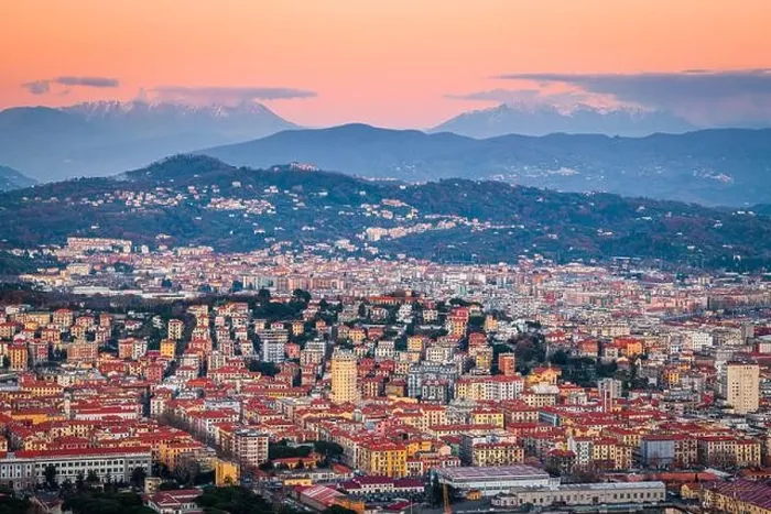 Framed Print : La Spezia, Italy skyline in the mountains at dusk Framed Print : La Spezia, Italy skyline in the mountains at dusk