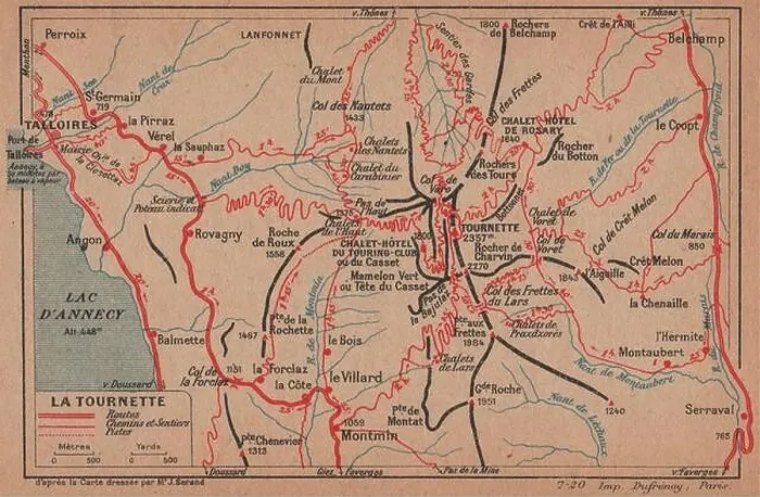 Framed Print : LA TOURNETTE. Talloires. Vintage topo-guide map plan. Haute-Savoie 1920 Framed Print : LA TOURNETTE. Talloires. Vintage topo-guide map plan. Haute-Savoie 1920