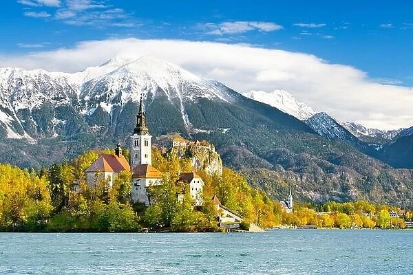 Lake Bled and Santa Maria Church, Slovenia