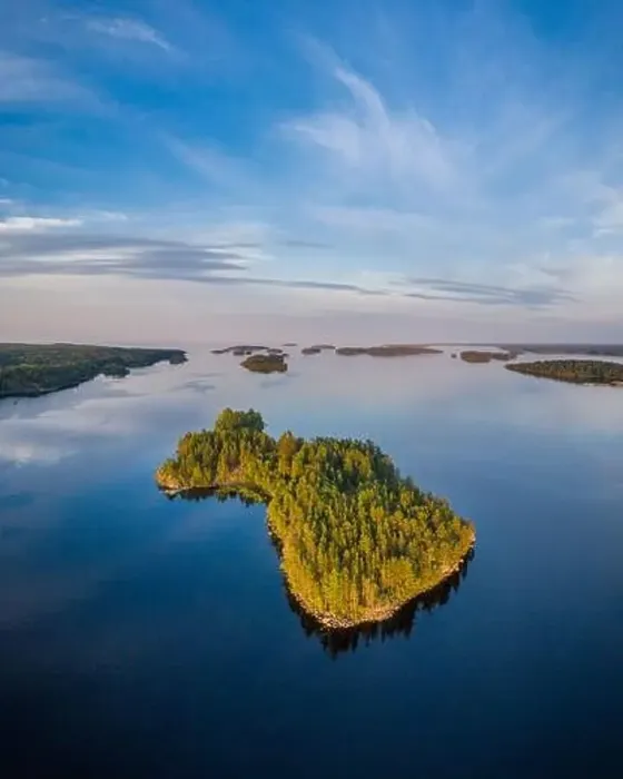Framed Print : Lake Ladoga on Summer Evening. Islands of Lekhmalakhti Bay. Russia. Aerial View Framed Print : Lake Ladoga on Summer Evening. Islands of Lekhmalakhti Bay. Russia. Aerial View