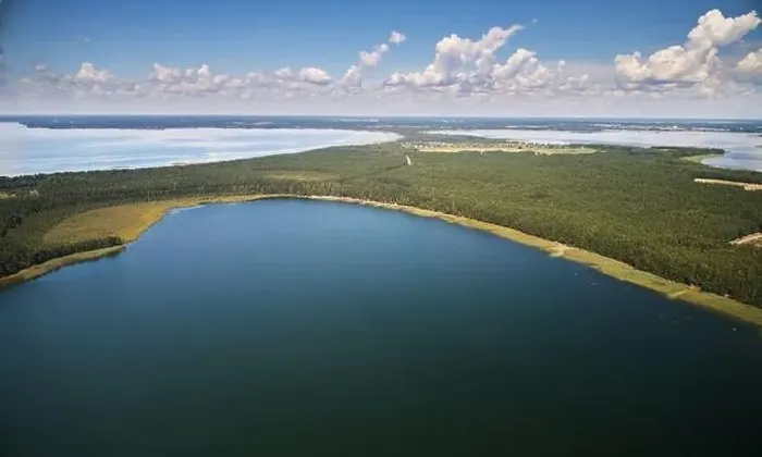 Framed Print : Lake national park background on bright sunny day aerial view Framed Print : Lake national park background on bright sunny day aerial view
