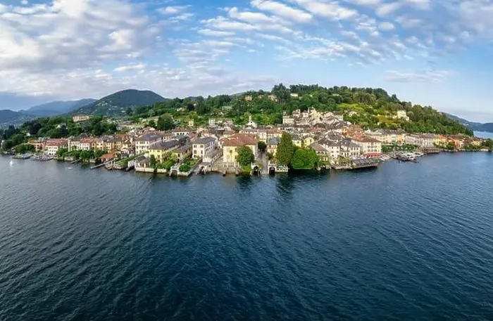 Framed Print : Lake Orta Italy. Aerial view of a beautiful mountain lake and the village of Orta. Orta San Giulio, Piedmont, Italy Framed Print : Lake Orta Italy. Aerial view of a beautiful mountain lake and the village of Orta. Orta San Giulio, Piedmont, Italy