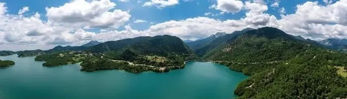 Framed Print : Lake Plastiras, Greece Panoramic aerial view Framed Print : Lake Plastiras, Greece Panoramic aerial view
