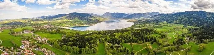 Framed Print : Lake Tegernsee in the Bavarian Alps. Aerial Drone Panorama Shot. Spring Framed Print : Lake Tegernsee in the Bavarian Alps. Aerial Drone Panorama Shot. Spring