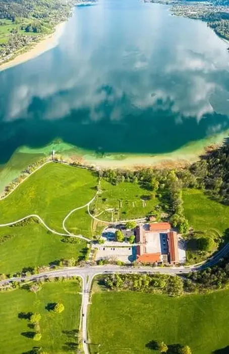 Framed Print : Lake Tegernsee in the Bavarian Alps. Aerial Drone Panorama Shot. Spring Framed Print : Lake Tegernsee in the Bavarian Alps. Aerial Drone Panorama Shot. Spring