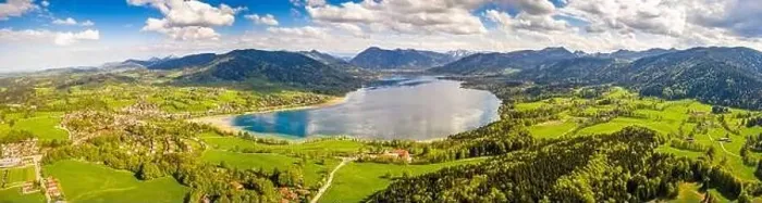 Framed Print : Lake Tegernsee in the Bavarian Alps. Aerial Drone Panorama Shot. Spring Framed Print : Lake Tegernsee in the Bavarian Alps. Aerial Drone Panorama Shot. Spring