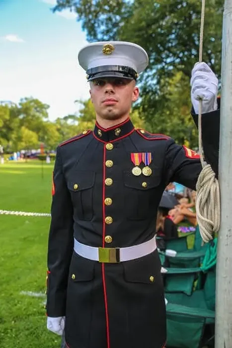 Framed Print : Lance Corporal Tomas Barrientos with Marine Barracks Washington D Framed Print : Lance Corporal Tomas Barrientos with Marine Barracks Washington D